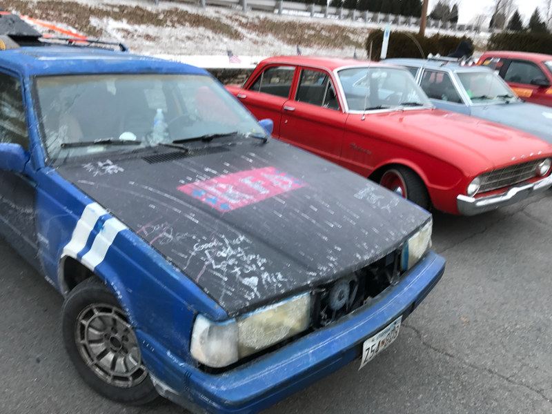 Illustration for article titled Day 1 of the LeMons Rally. Blizzards, Beer, Break Downs and Fear.